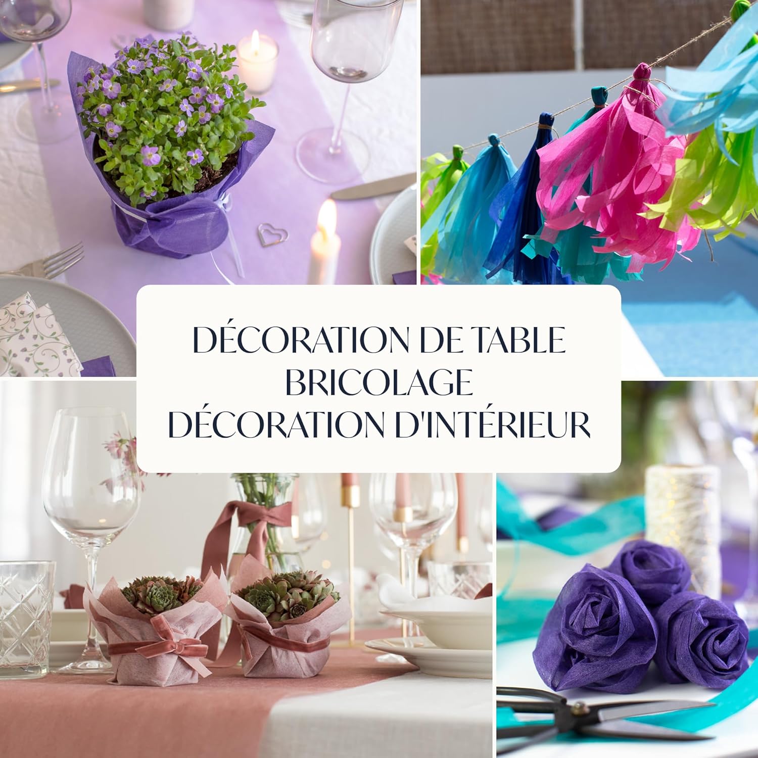 100%Mosel - Chemin de table, vert eucalyptus - 30x2500cm - non-tissé décoratif pour fêtes