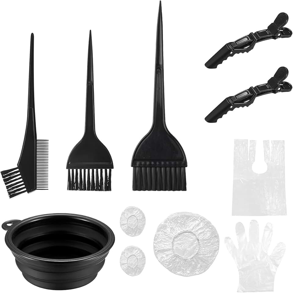 Ensemble de coloration cheveux - 10 pièces - bol, pinceaux, gants, accessoires