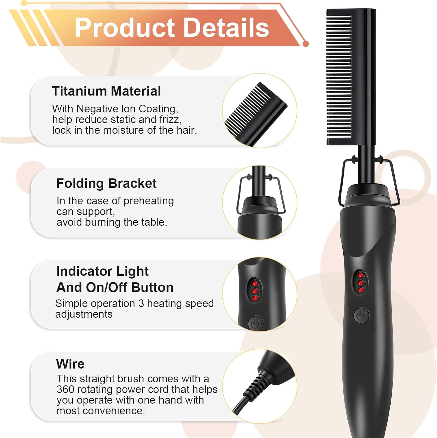 Flintronic - Peigne chauffant 2 en 1, céramique, 180°C, barbe et perruques