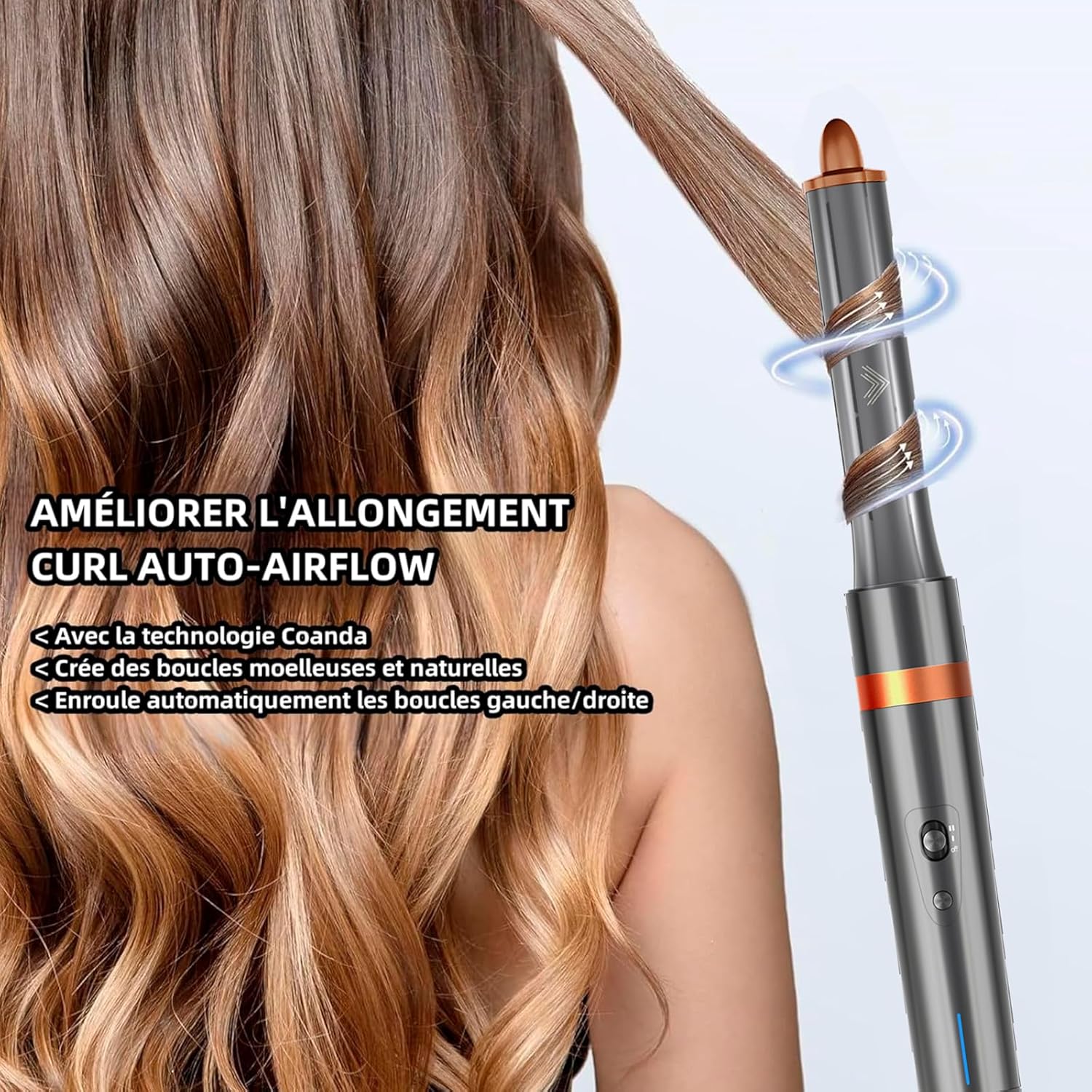 Brosse soufflante 6 en 1, ionique, 120K RPM, auto-boucleur, séchage, lissage