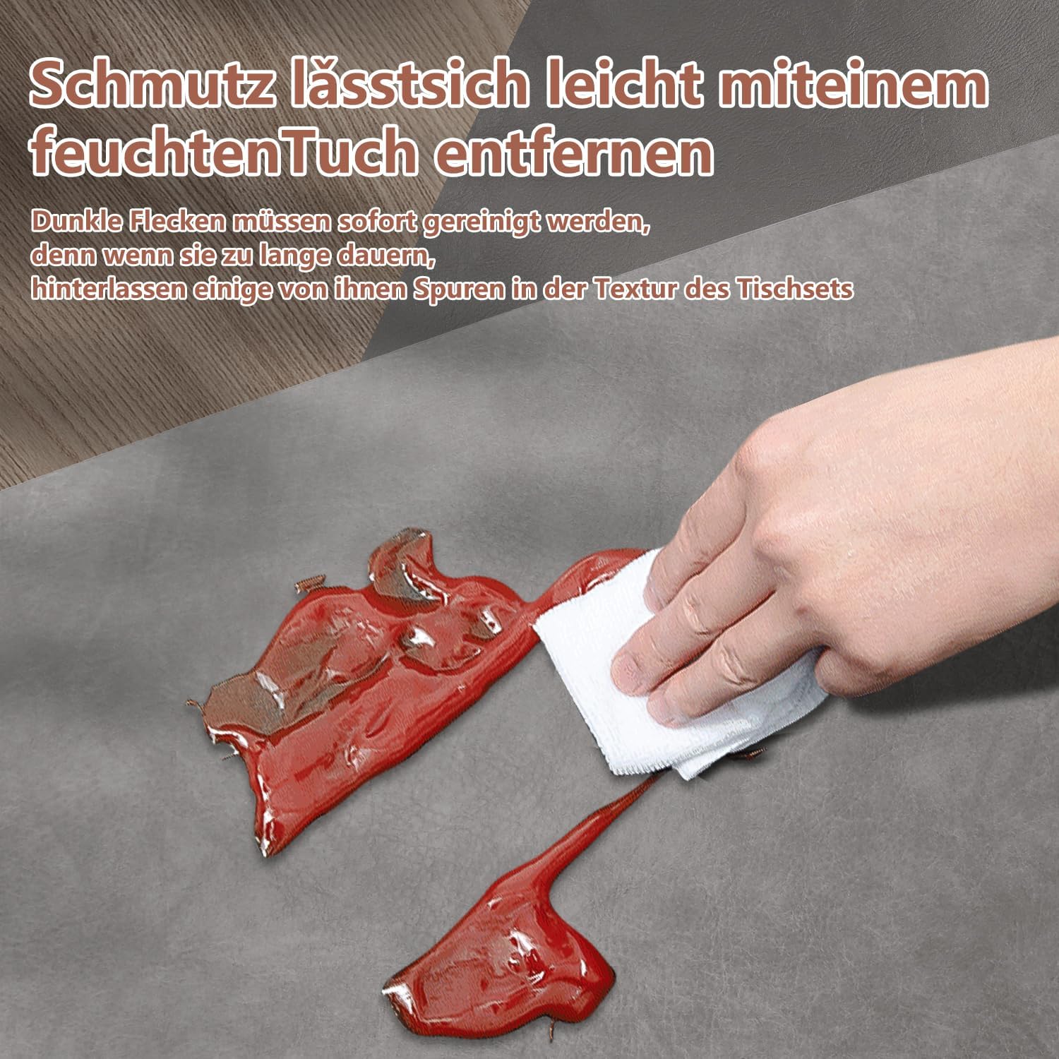 Set de table lavable double face 43x30cm, antidérapant, lot de 6