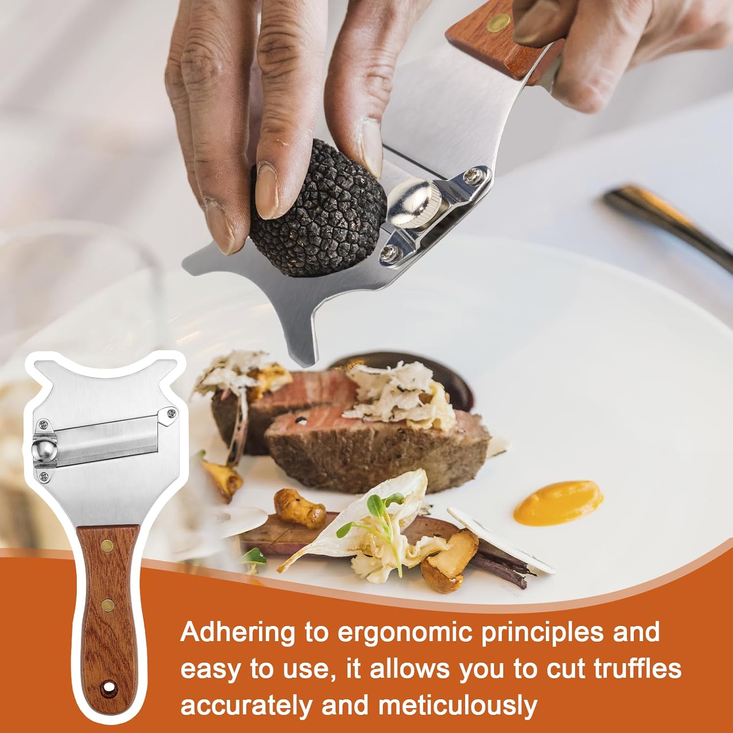 Coupe Truffe - trancheuse réglable inox/bois - multifonction