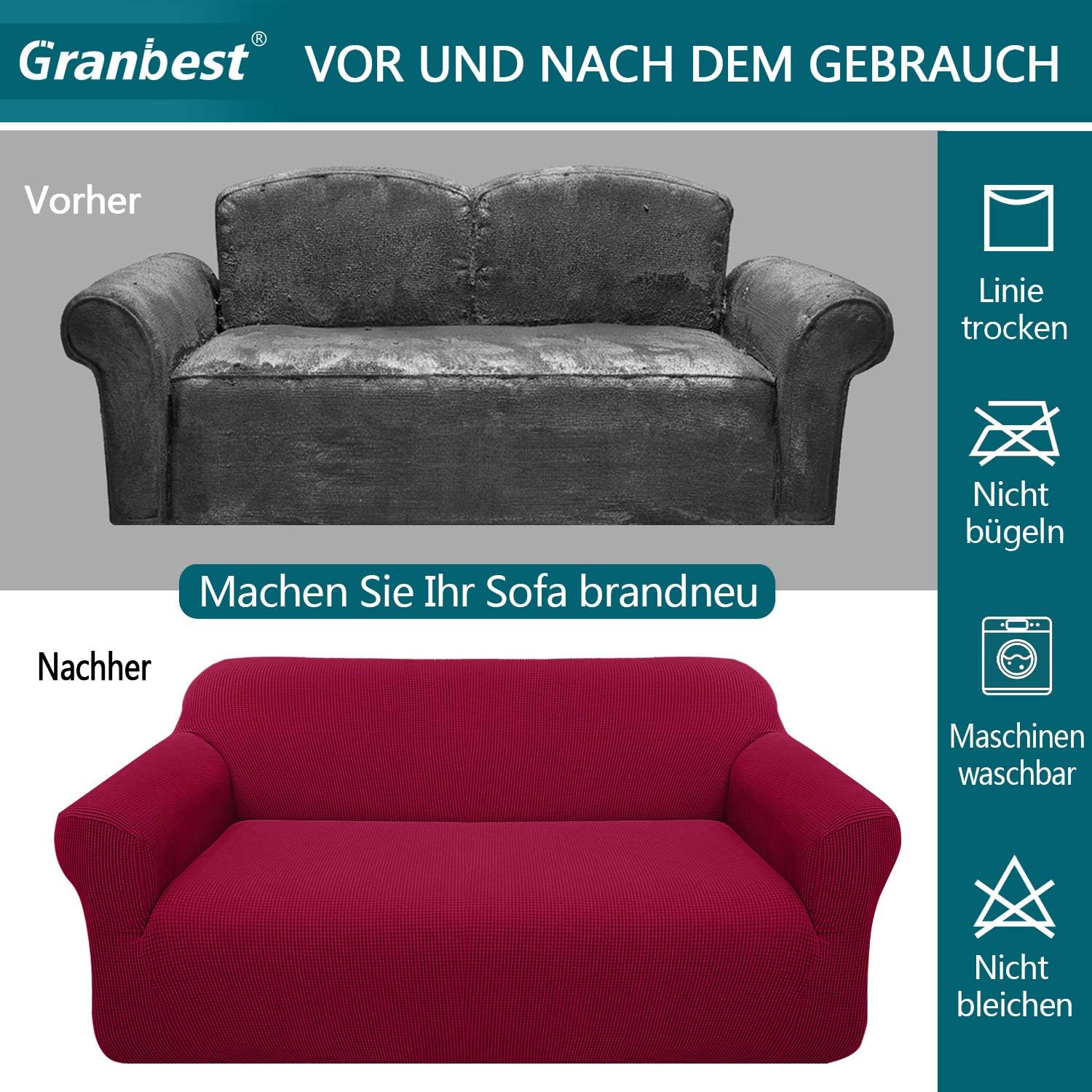 Granbest - housse de canapé Jacquard 3 places - protection animaux