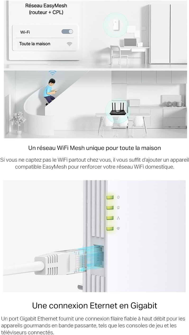 TP-Link - CPL WiFi 6 série WPA - débit 1000Mbps, EasyMesh, WPA7817 KIT