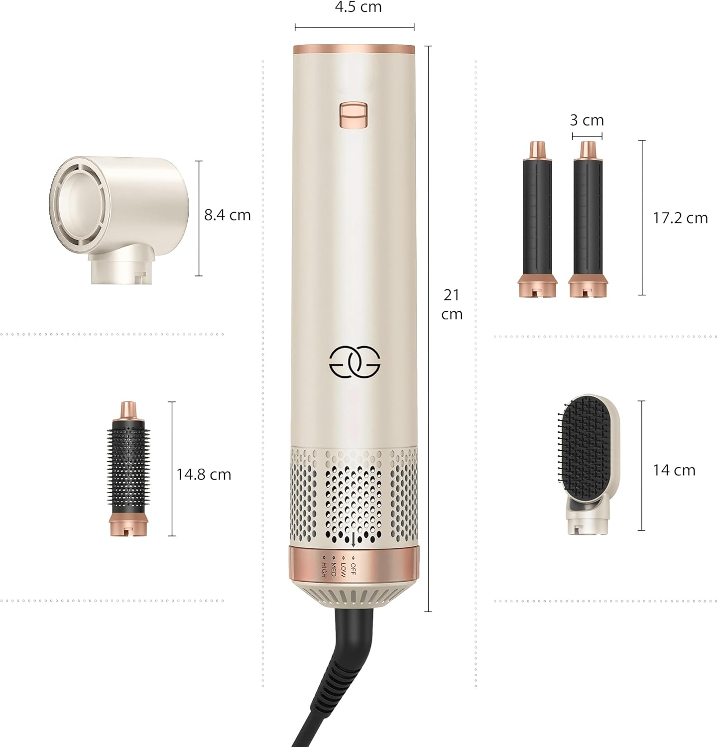 Golden Goods - Multistyler Sandstone - 5 accessoires - Sèche-cheveux coiffant 5-en-1