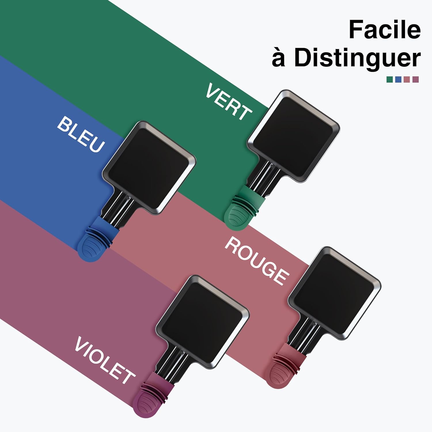 Poêlons à raclette carrés - 8 pcs - antiadhésif, poignées colorées, spatules incluses