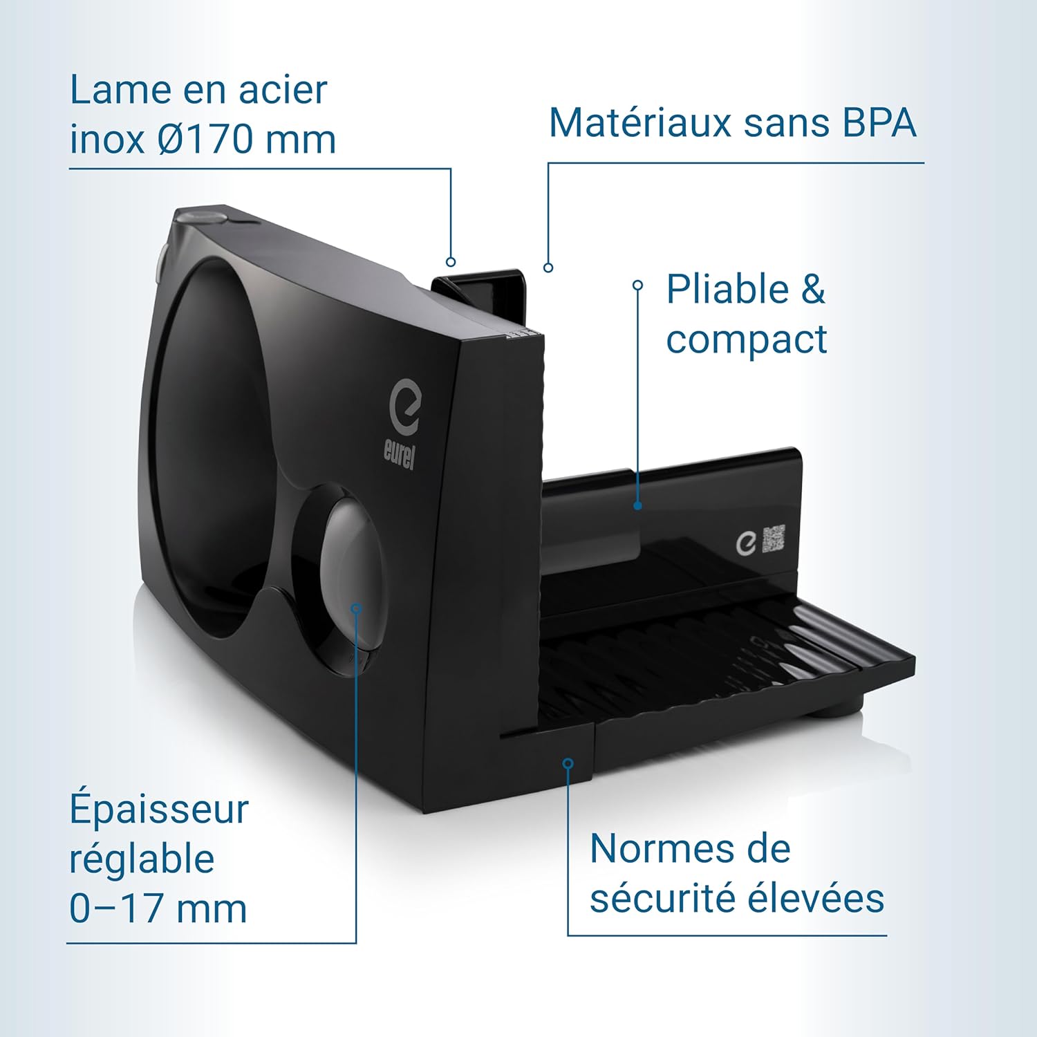 EUREL - trancheuse électrique RS42 - Ø170mm - épaisseur réglable, moteur 80W, pliable