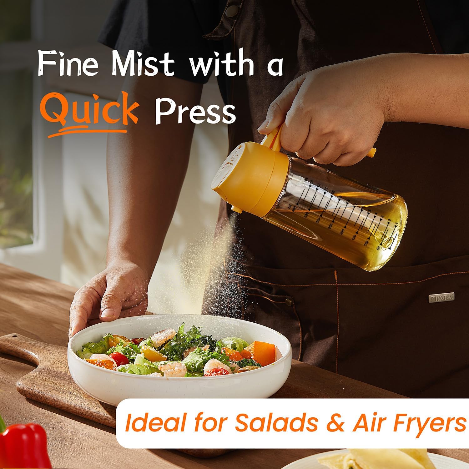 TrendPlain - spray huile cuisine 470ml - vaporisateur 2-en-1, accessoire jaune