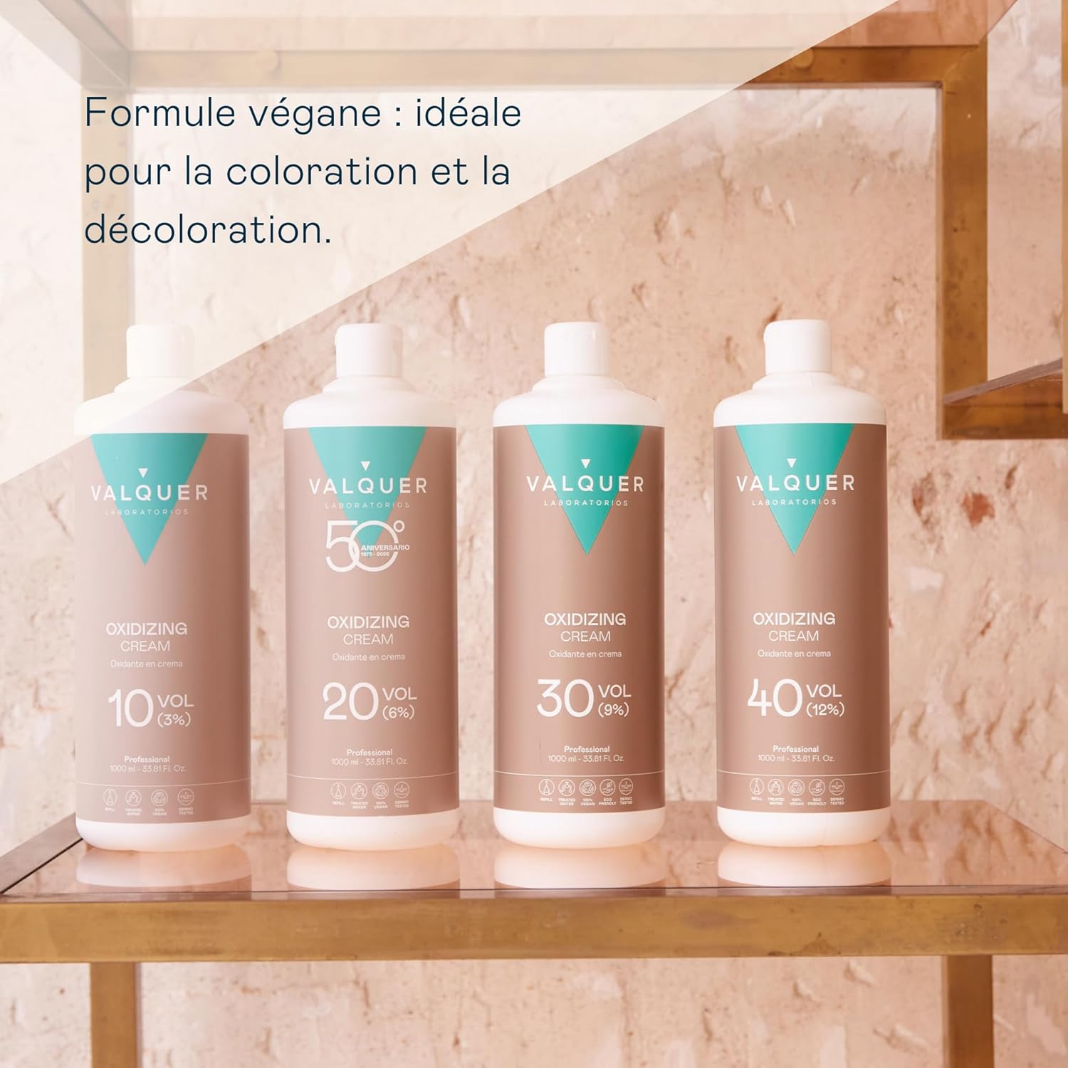 VALQUER - Eau Oxygénée 20 Volumes - 1L - crème oxydante 6%, vegan