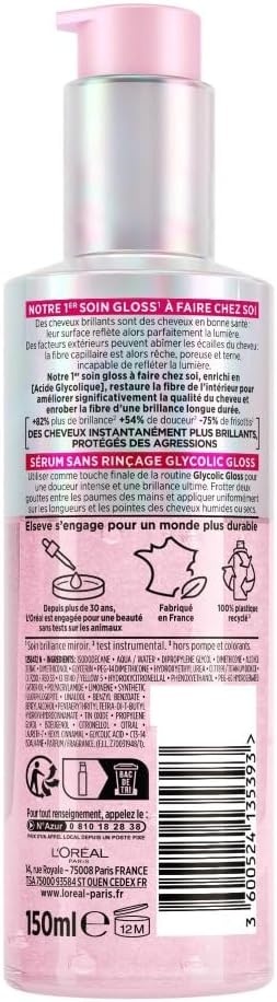 L'Oréal Paris - Elseve Glycolic Gloss - 150 ml - sérum brillance cheveux, acide glycolique