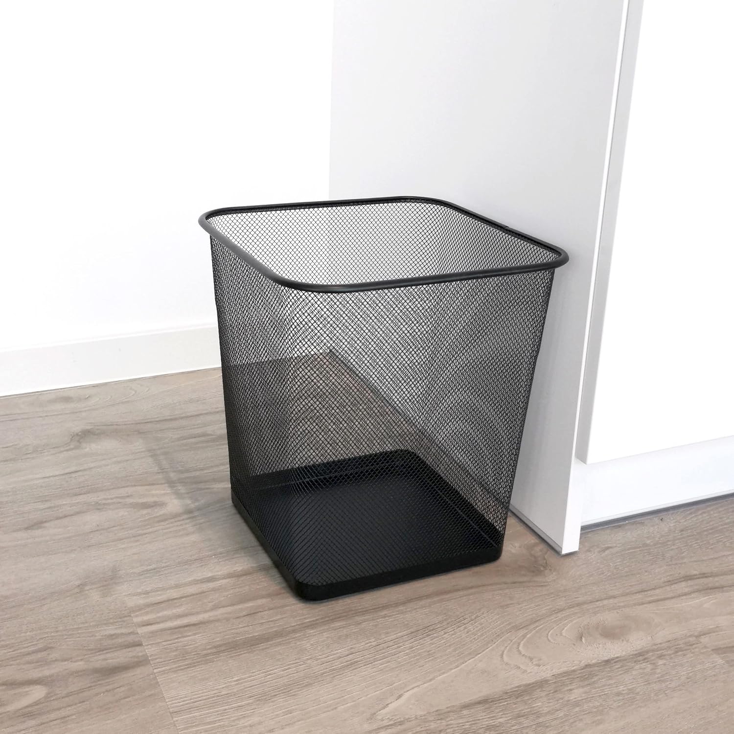 D.RECT - Poubelle bureau treillis métal 18L - noire, résistante