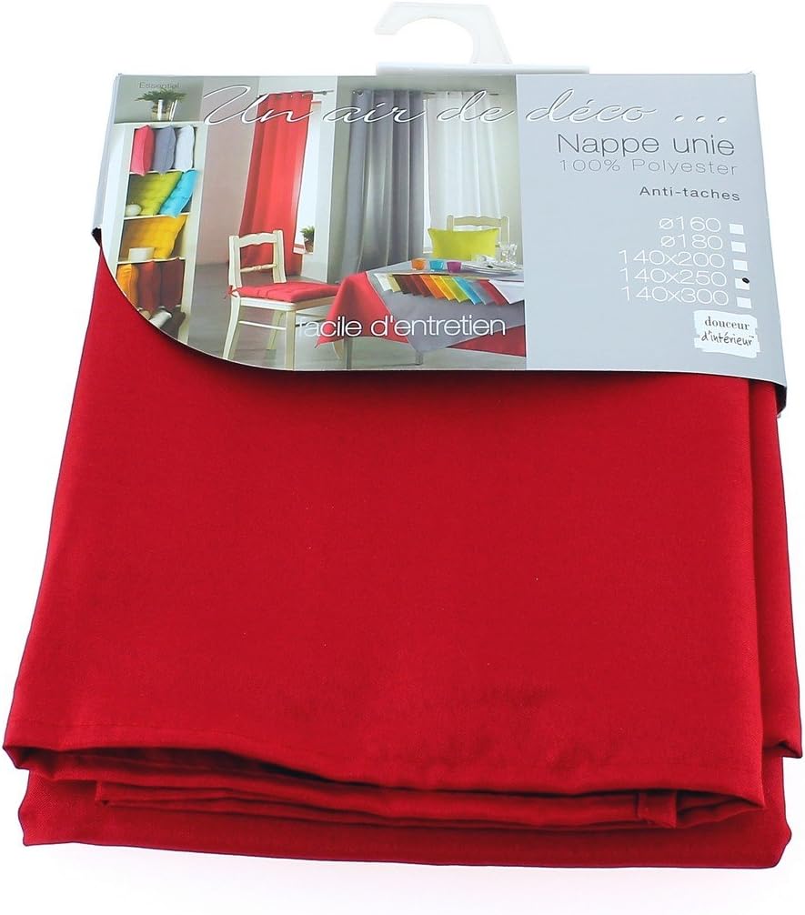 Nappe rectangle polyester uni rouge 140x300 cm, essentiel