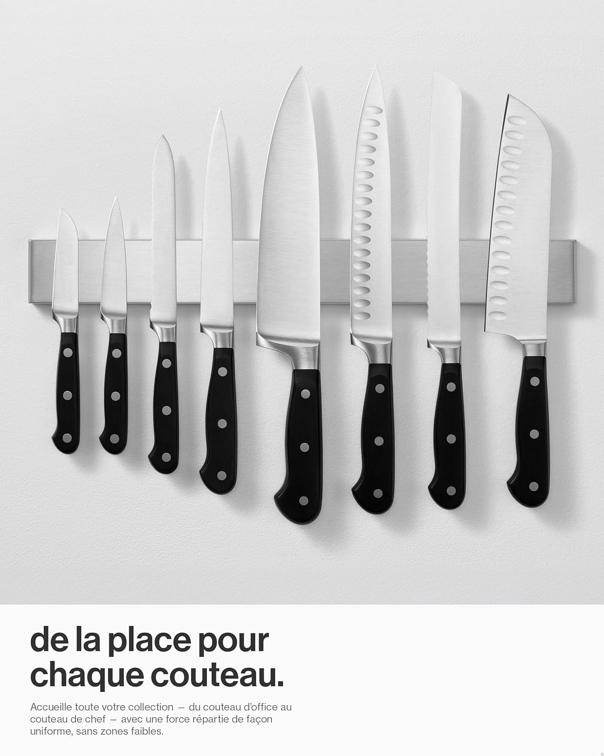 LARHN - porte-couteaux inox - 40 cm - aimant mural extra puissant