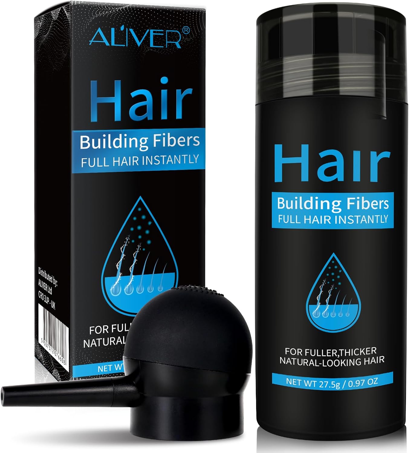 Fibres Capillaires - applicateur spray, poudre pro, correcteur clairsemé, brun clair