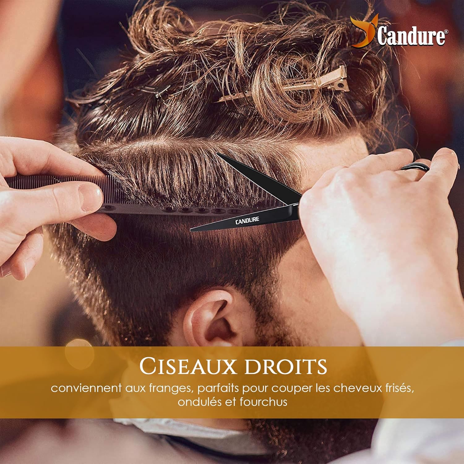 Candure - ciseaux professionnels noirs 6,5