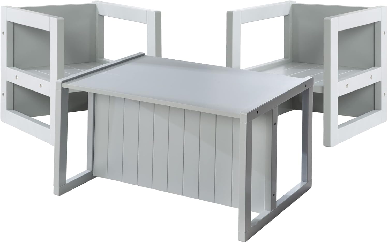 roba - Ensemble table et 2 chaises enfant - 3 hauteurs - style campagne, gris