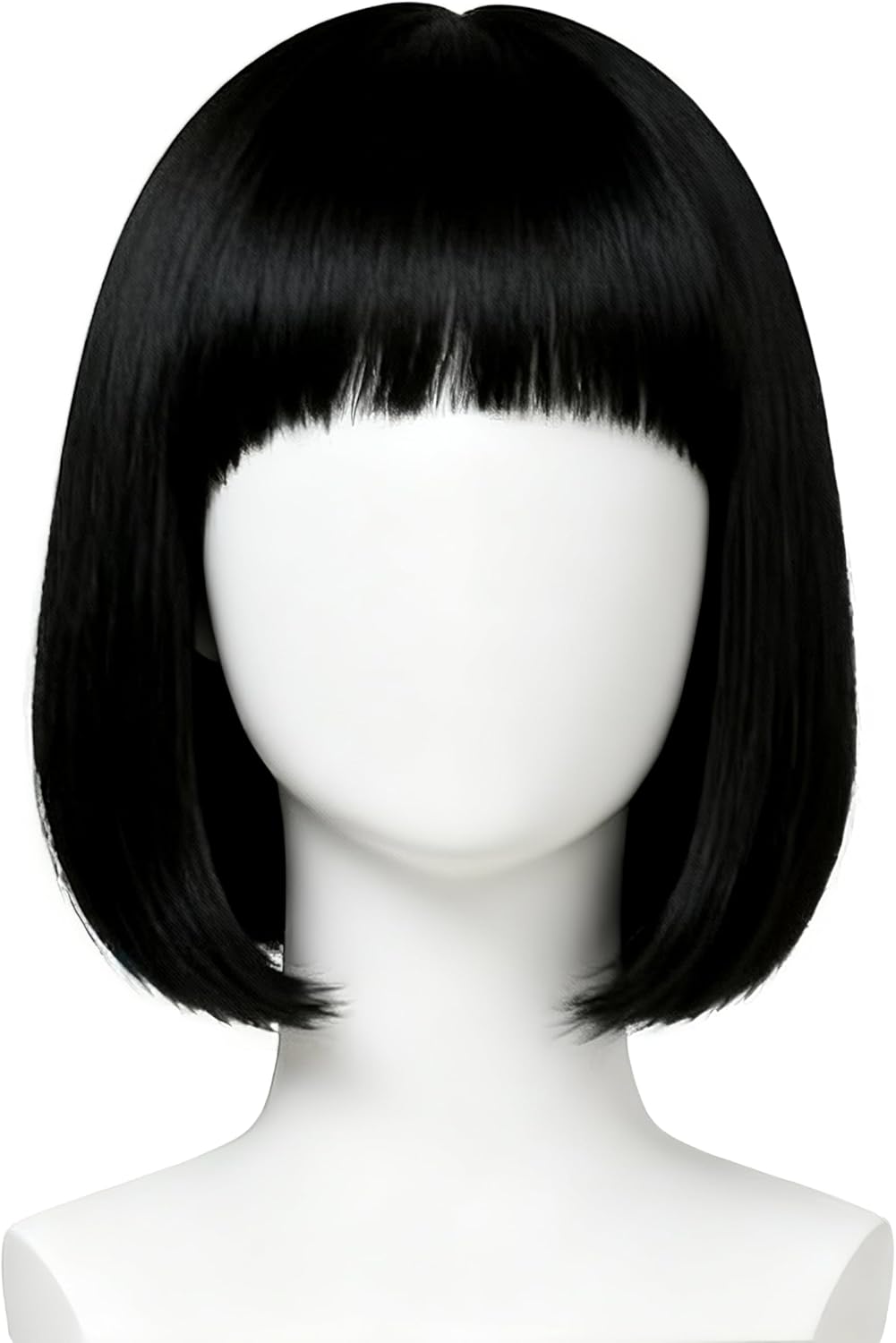 Perruque femme noire - carré court 35 cm - synthétique, bonnet ajustable