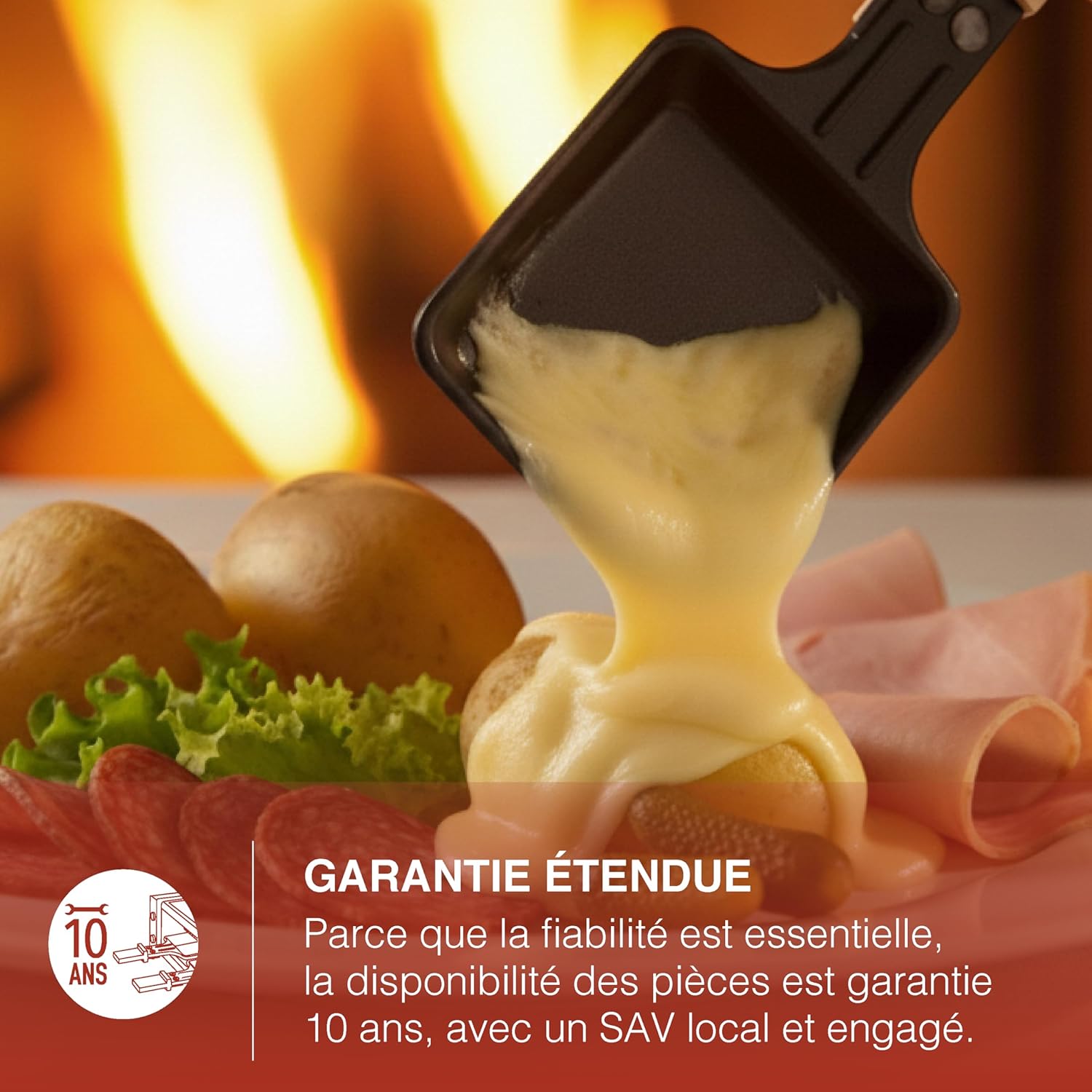 H.Koenig - raclette/fondue 8 pers - granit/bois - socle 180°, WOD360