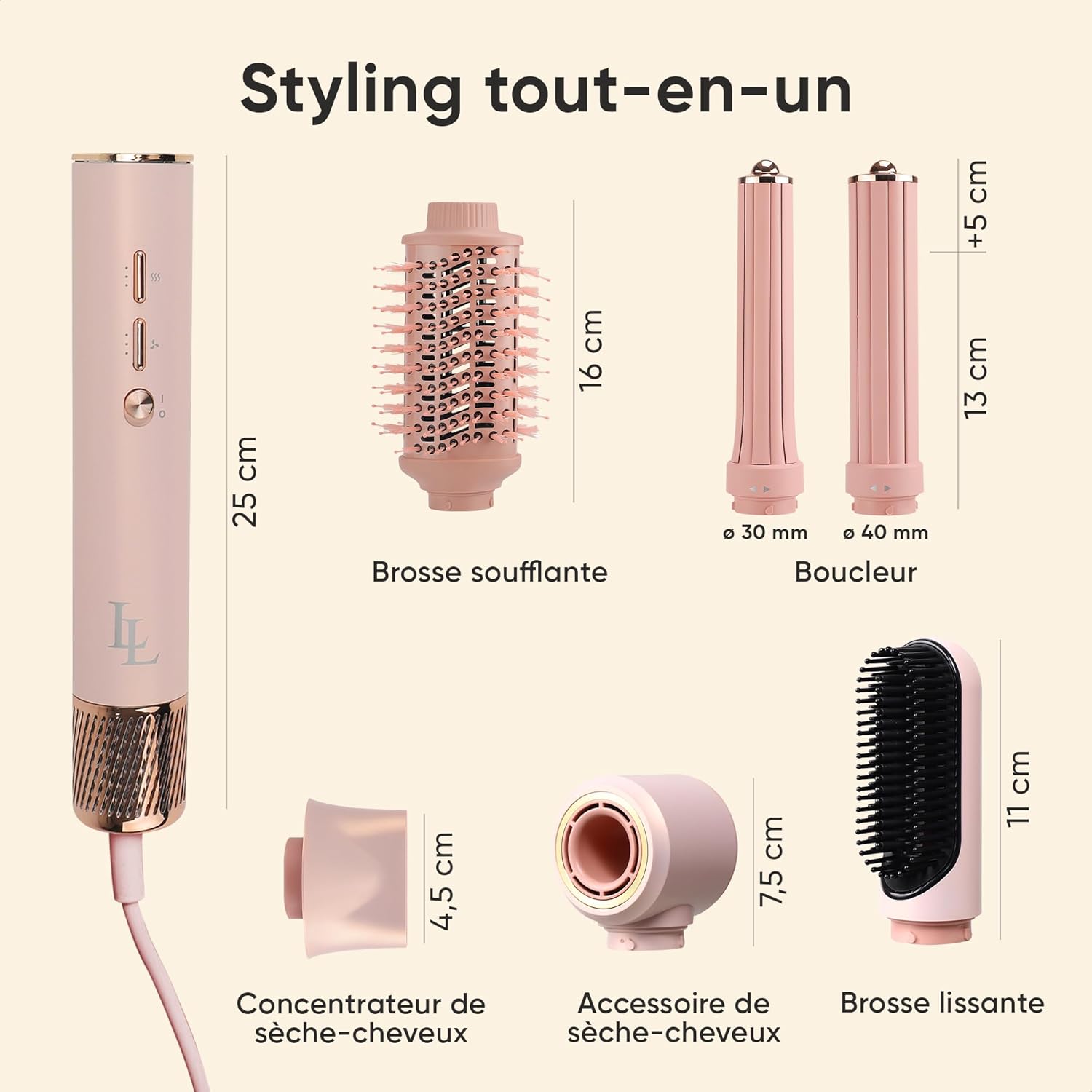 Brosse soufflante - version de luxe - séchage rapide, ionique, 135000 RPM