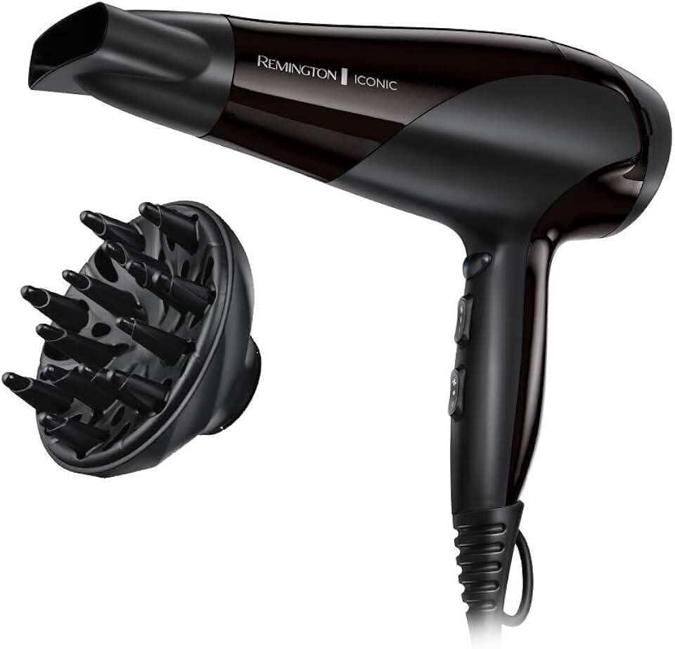 Remington - Sèche-cheveux Ionic Dry - 2200W, léger, 3 temp., 2 vitesses, D3198