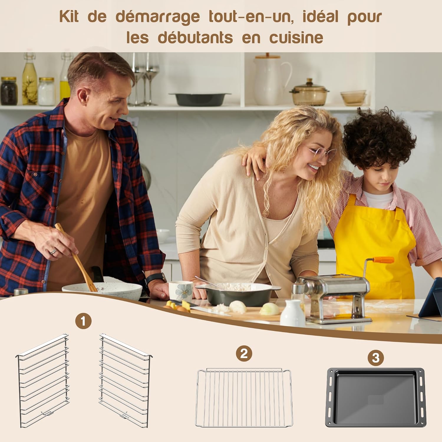 Disaenvir - four encastrable blanc 60 cm - vapeur, pizza, 65L, 3D, 4 fonctions