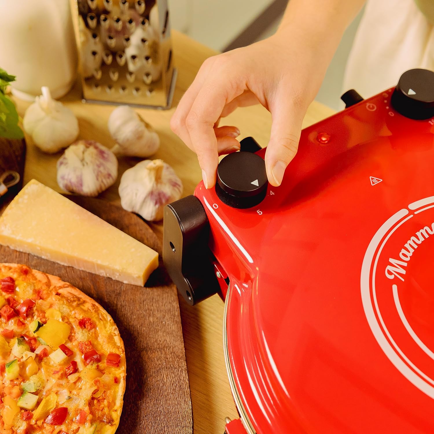 Cecotec - Fun Pizza&Co Mamma Mía - 1200W, 420ºC, pierre, minuteur 15min