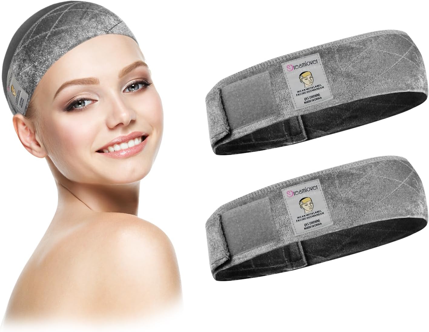 Dreamlover - bandeau antidérapant - 2 pièces gris - maintien perruque