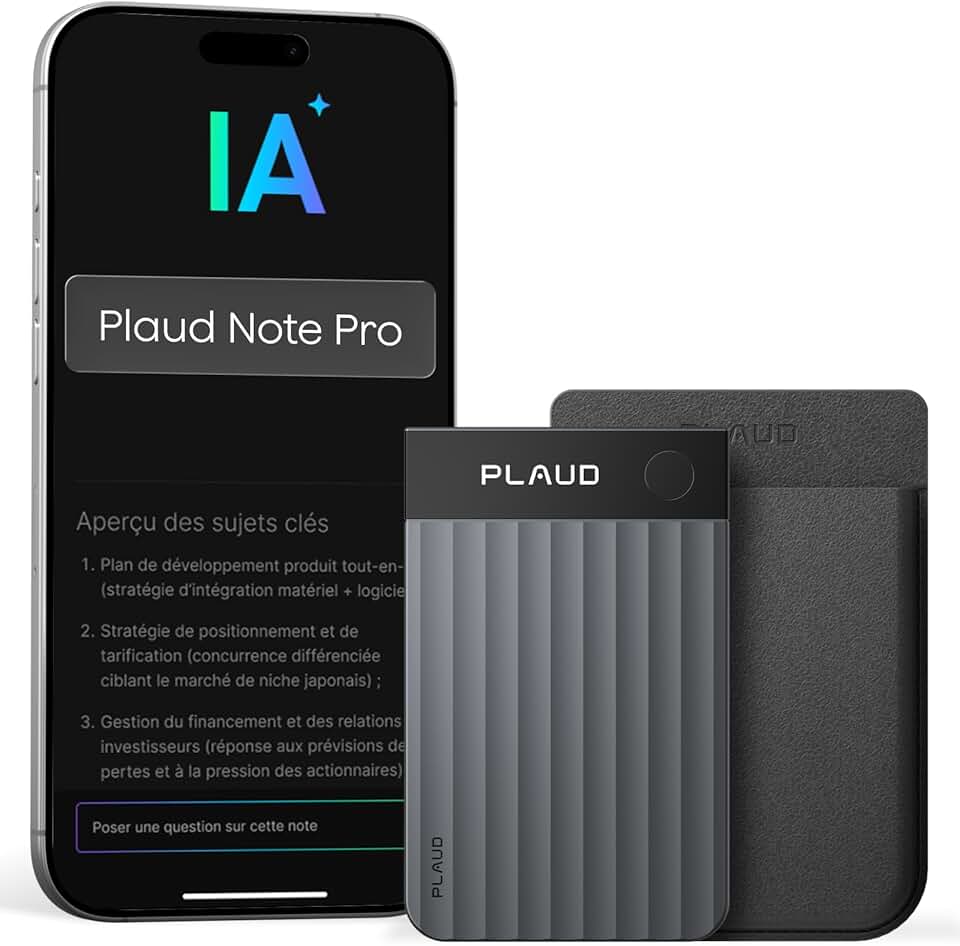 Plaud - Note Pro - enregistreur vocal IA, 50h, transcription IA