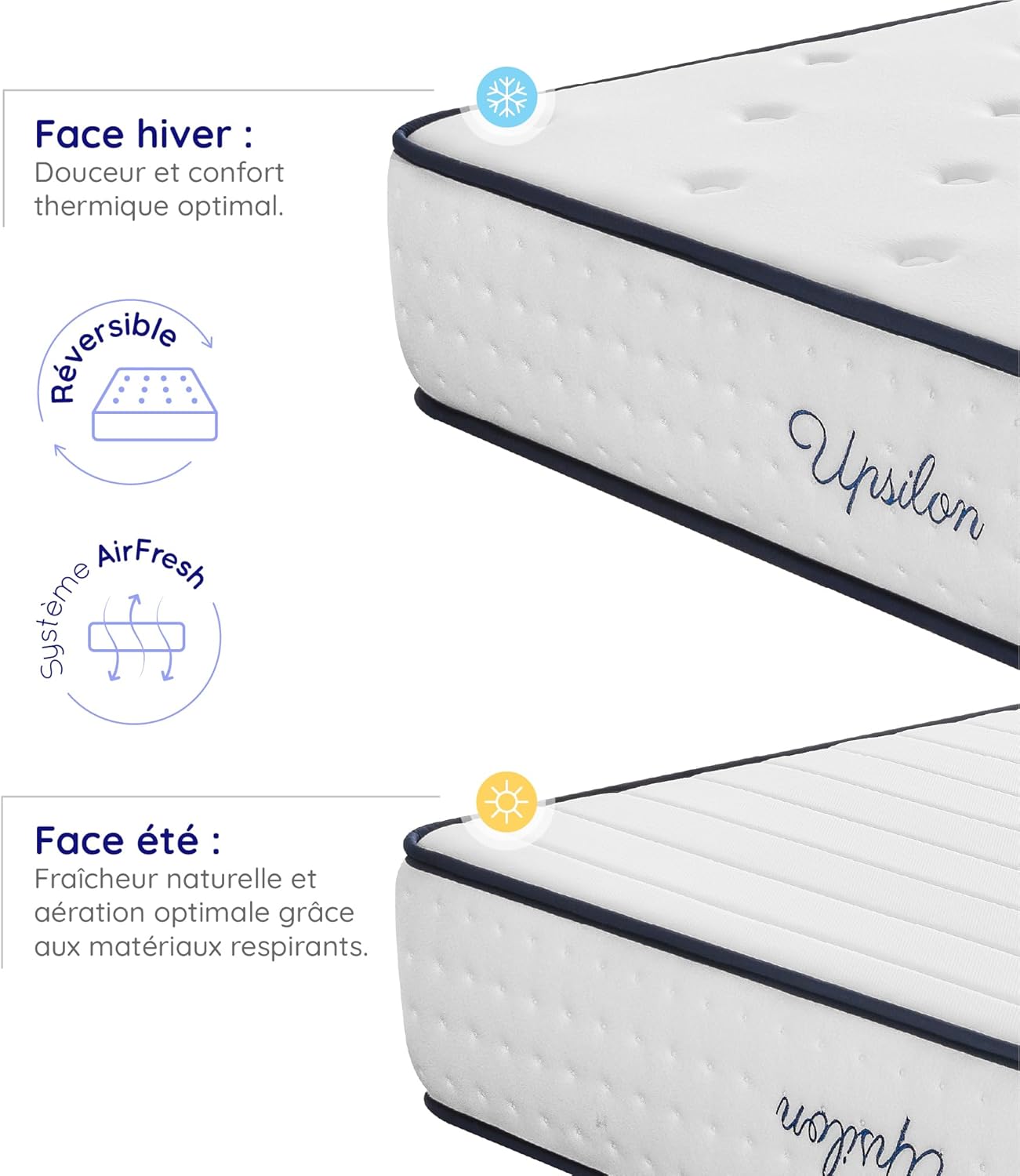 COSMOS - Upsilon - 180x200 cm - mémoire de forme, latex, 30 cm, ferme