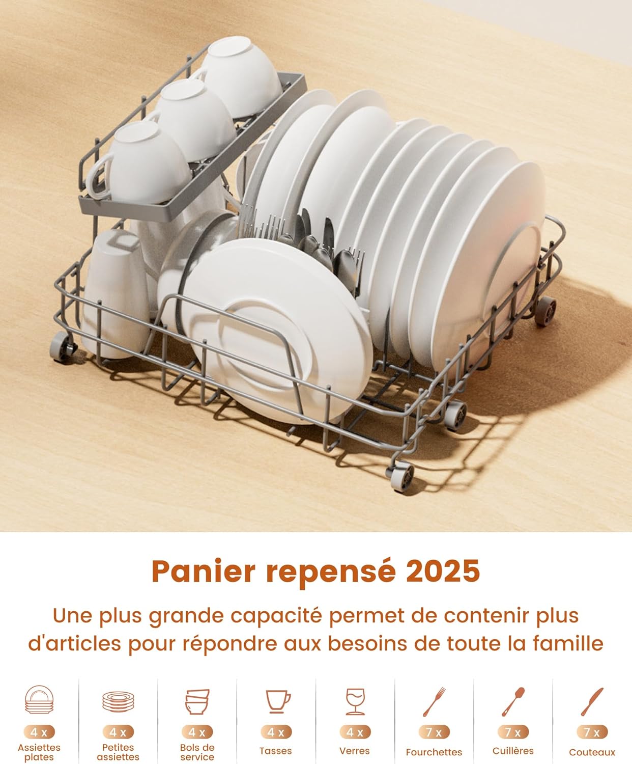 HAVA - lave-vaisselle compact série 2025 - efficace, 8 programmes, adoucisseur, verrou enfant, démarrage différé