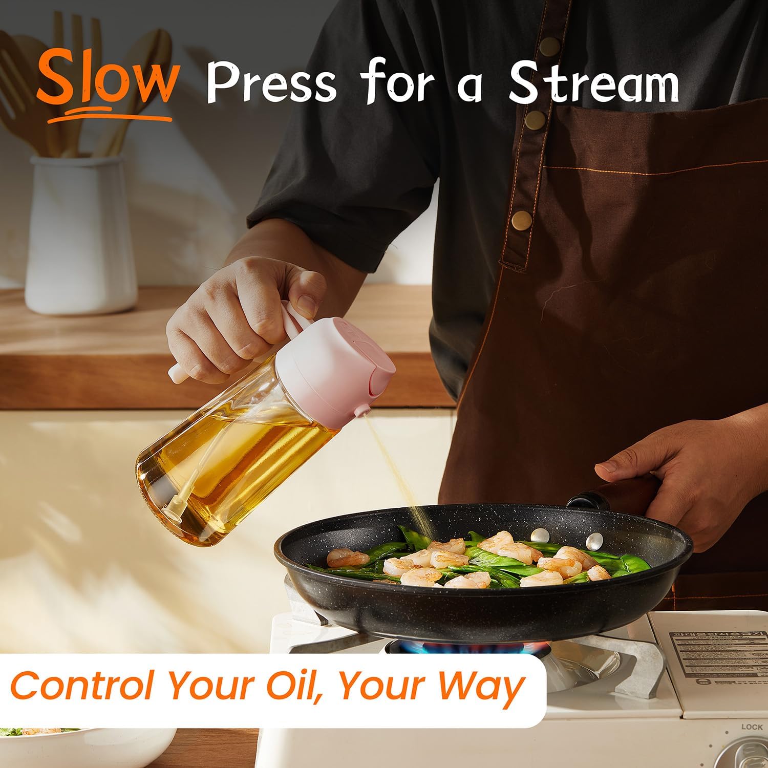 Vaporisateur huile cuisine - 470ml - 2-en-1 pour cuisson, salades, accessoires