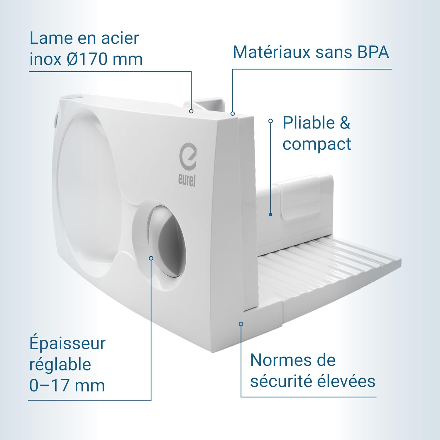 EUREL - RS42 trancheuse pliable, inox Ø170mm, épaisseur 0–17mm