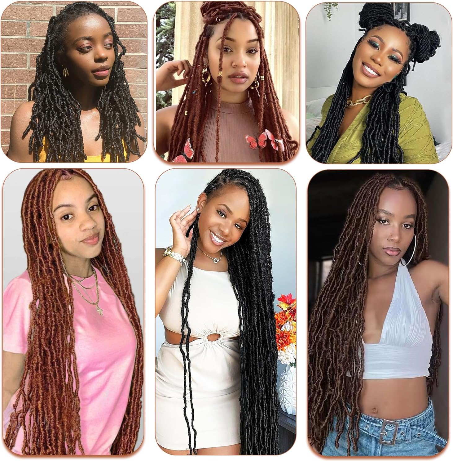 Faux Locks Crochet Braids - 45,7 cm - 8 packs, mèches souples, #1B