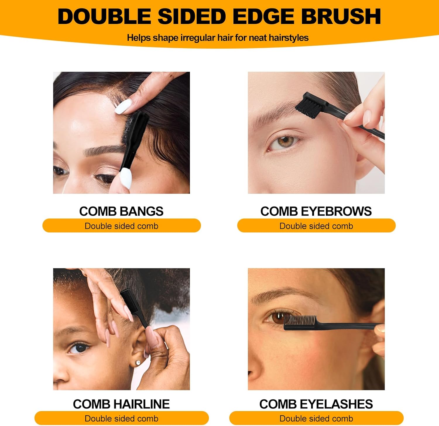 Kit Brosse Plaquante et Peigne à Queue - 3 pièces - Pour cheveux lissés