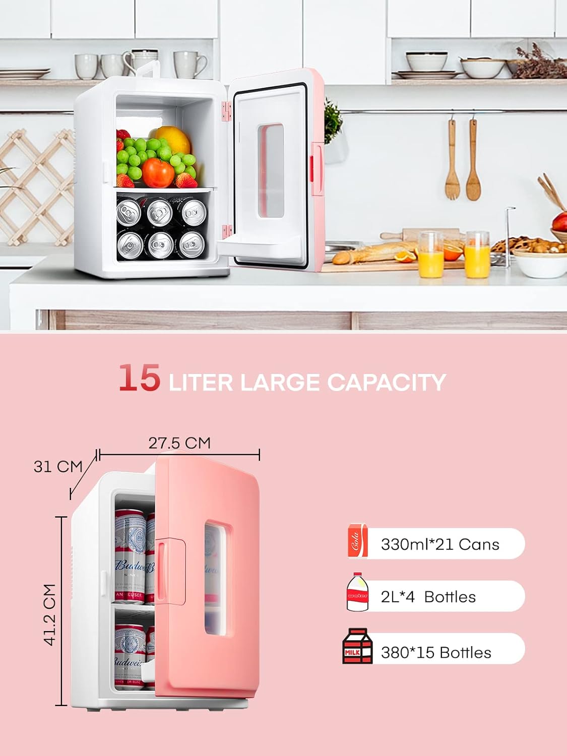 NORTHCLAN - mini frigo chambre 15L, silencieux, chaud/froid, 12V/220V