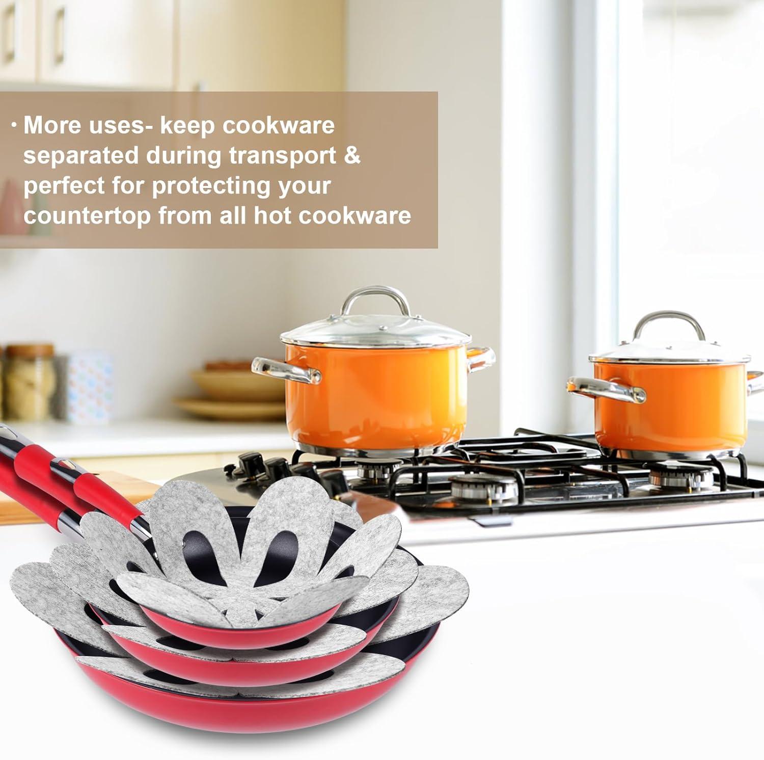 Flintronic - Protection casseroles 6 pièces 35,5 cm - coussinets anti-rayures premium