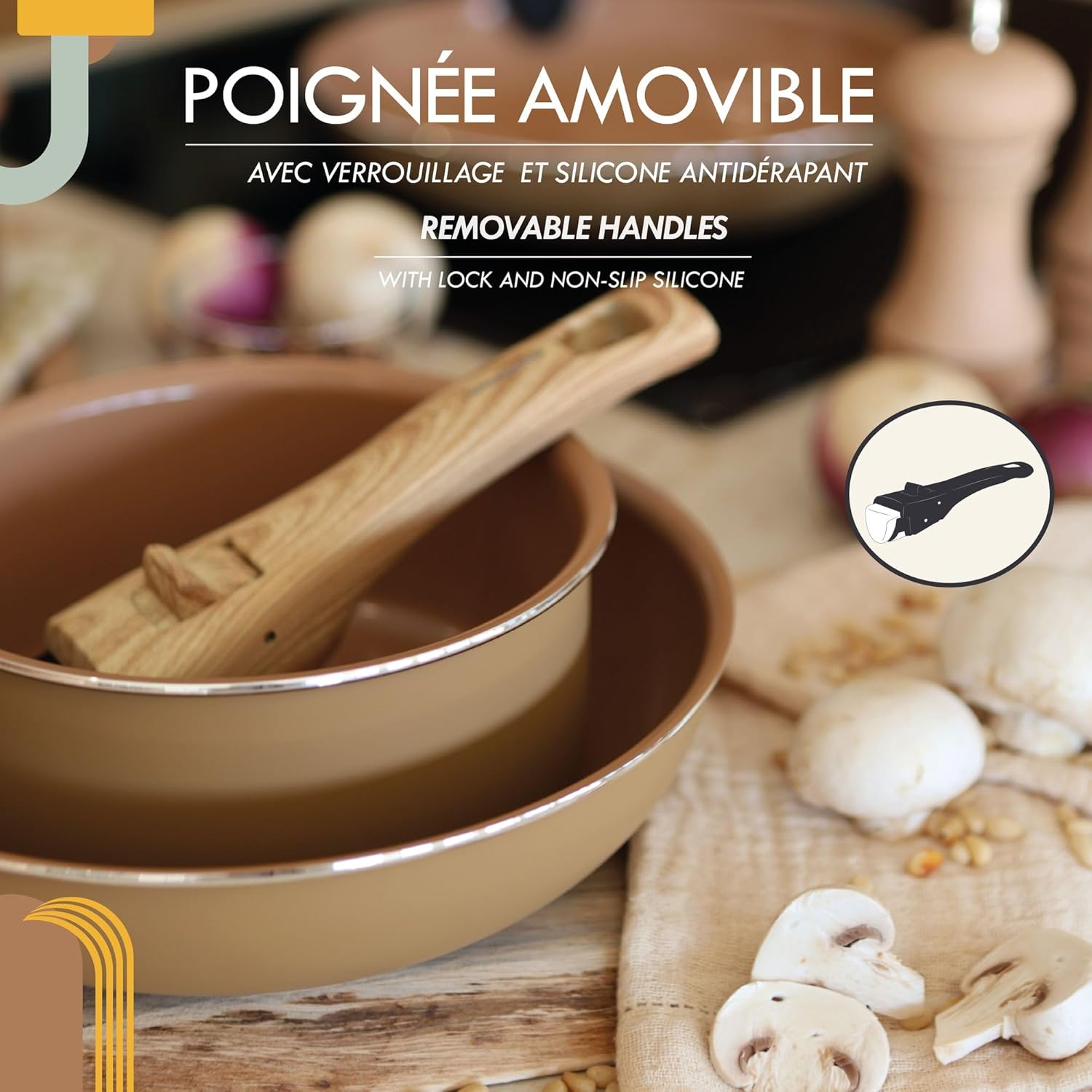 MENASTYL - Colorama - 2 poêles, 2 casseroles, poignée - céramique, induction, sans PFAS