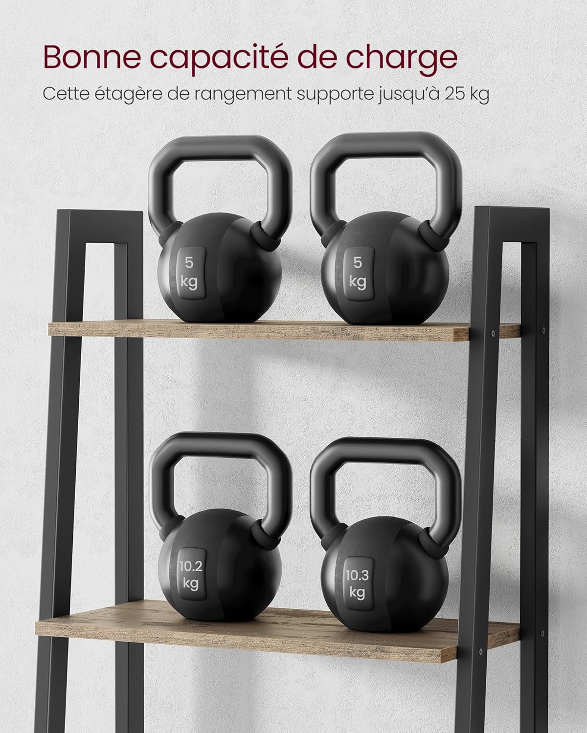 VASAGLE - Étagère 5 niveaux moderne acier, 50x30x150cm, LLS045B50