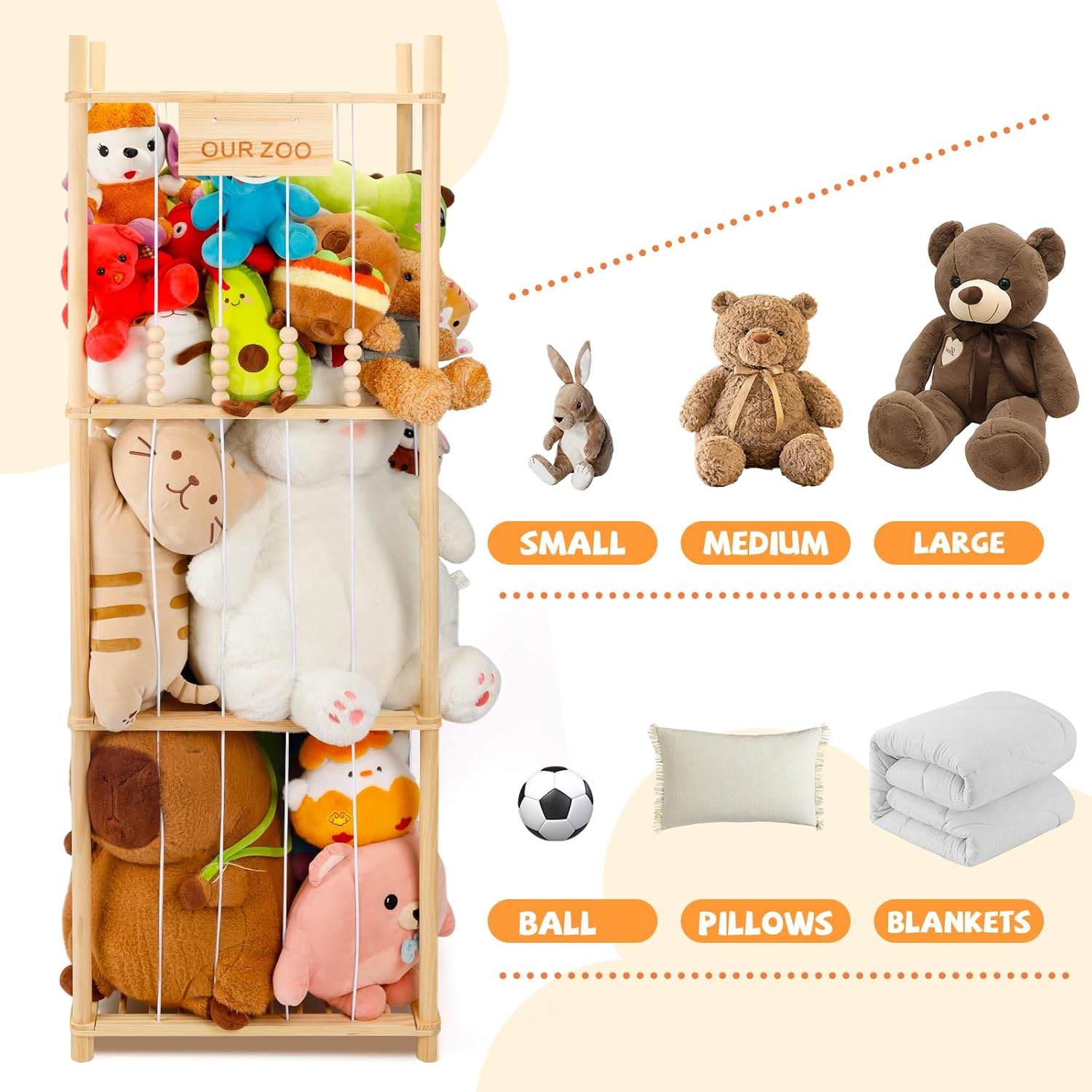 Rangement peluche enfant - bois - grande capacité - pour chambre et salon