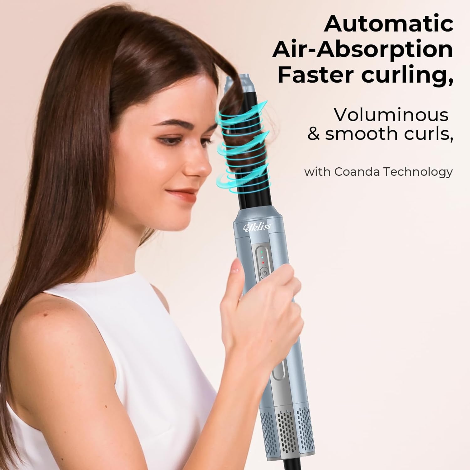 UKLISS - Air Styler 6 en 1 - 1400W - Ionique, multifonction, cheveux bouclés