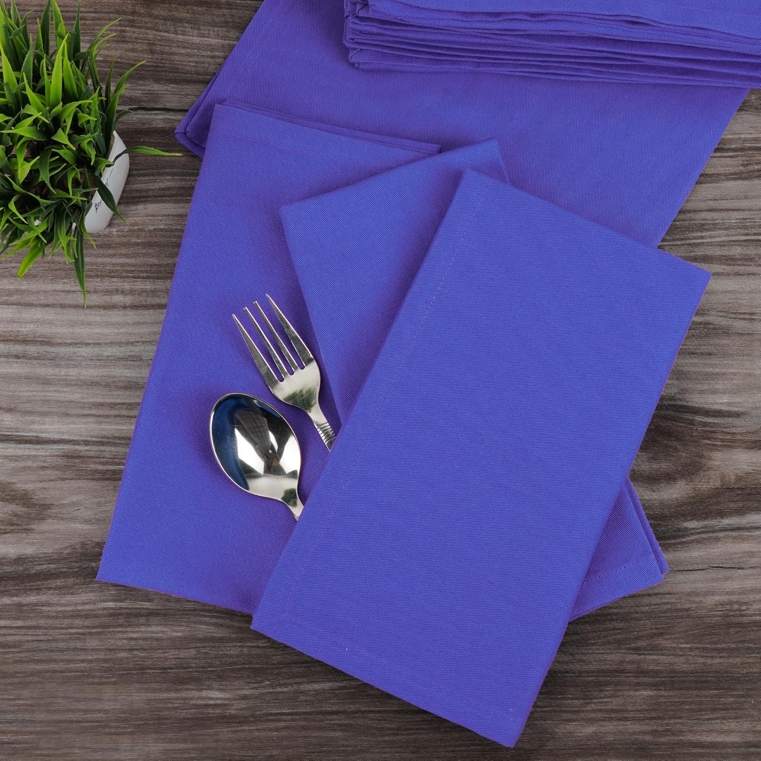 Sweet Needle - serviettes de table surdimensionnées - 45x45cm - coton épais royal bleu, coins arrondis, lot de 12