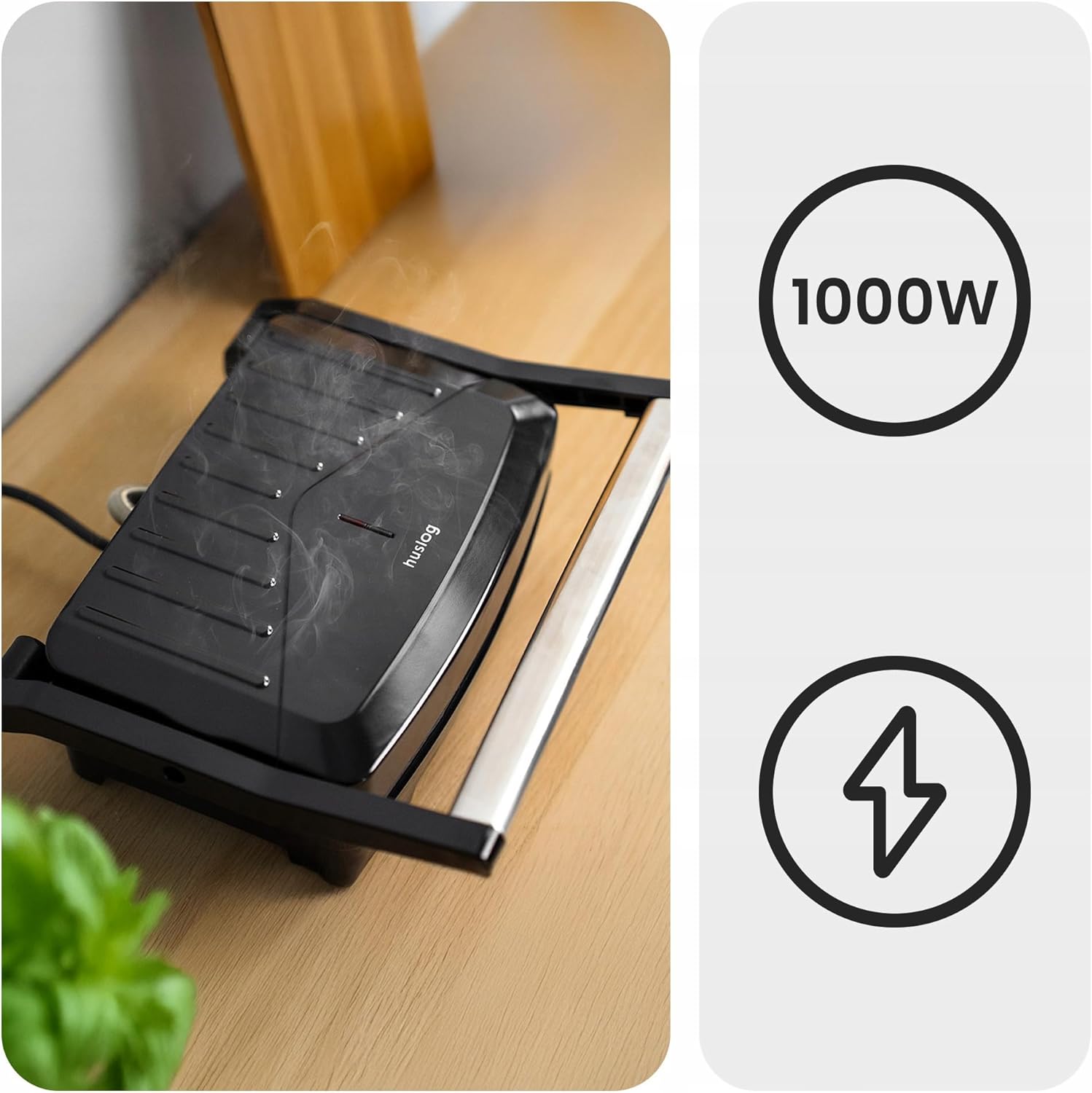 Grill Panini électrique inox 28x22,5x8,8cm 1000W antiadhésif