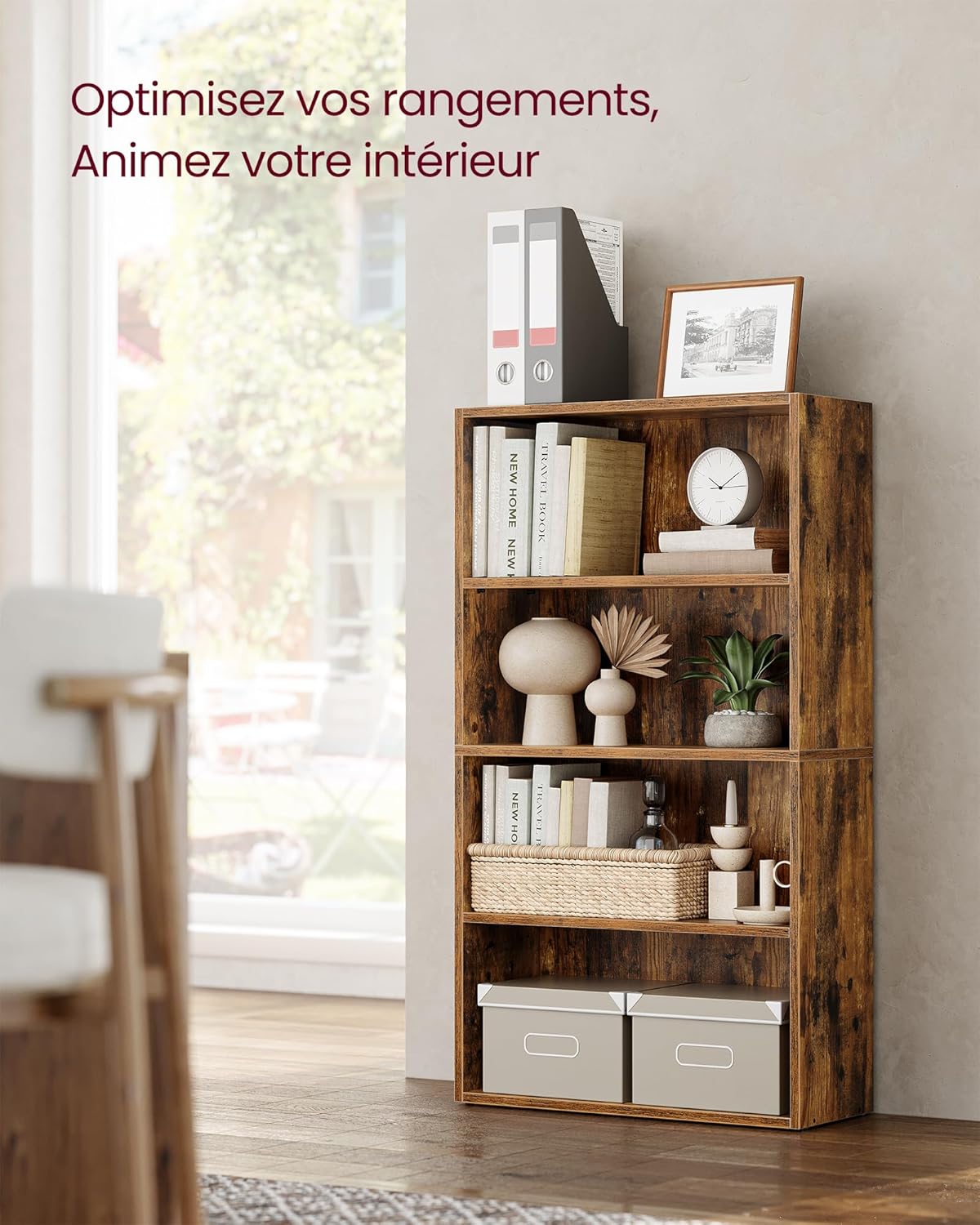 VASAGLE - étagère 4 niveaux - 24x60x107,7 cm - rangement ouvert - LBC164X01