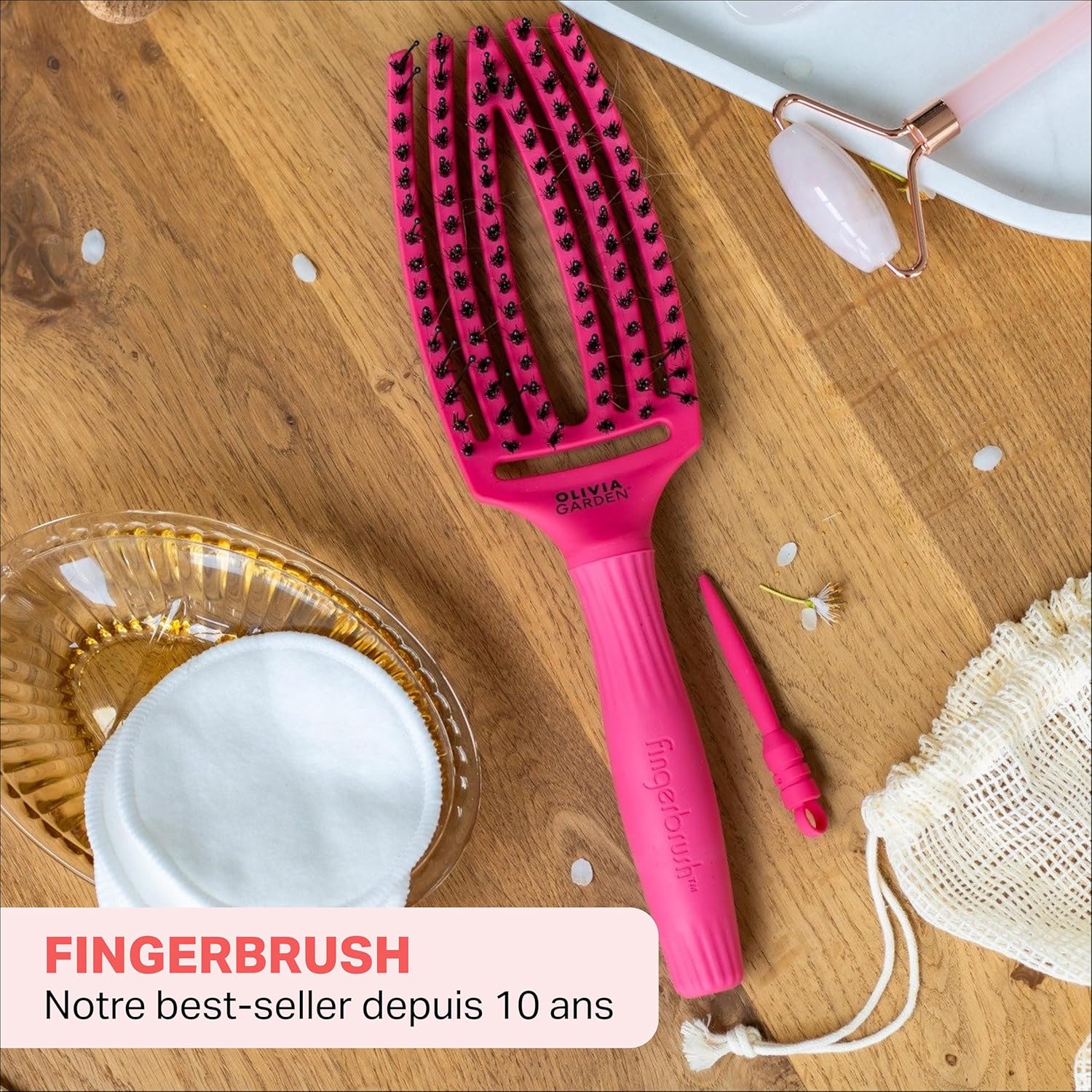 Olivia Garden - Fingerbrush Care Iconic - brosse 22cm - poils nylon & sanglier pour brillance et démêlage