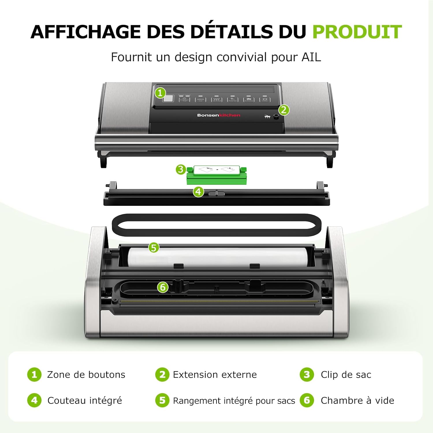 Bonsenkitchen - VS5100 - soude-sac 15L/min, coupe-sac, clip intégré