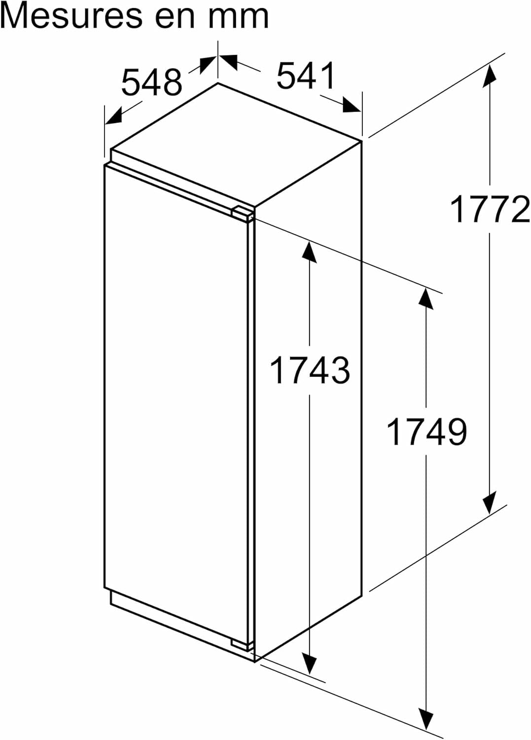 Bosch - réfrigérateur Série 4, 177x54 cm, 310L, encastrable, KIR81VFE0
