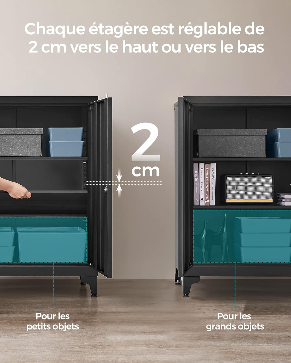 SONGMICS - armoire de bureau acier, 2 portes, verrouillable  OMC013B01