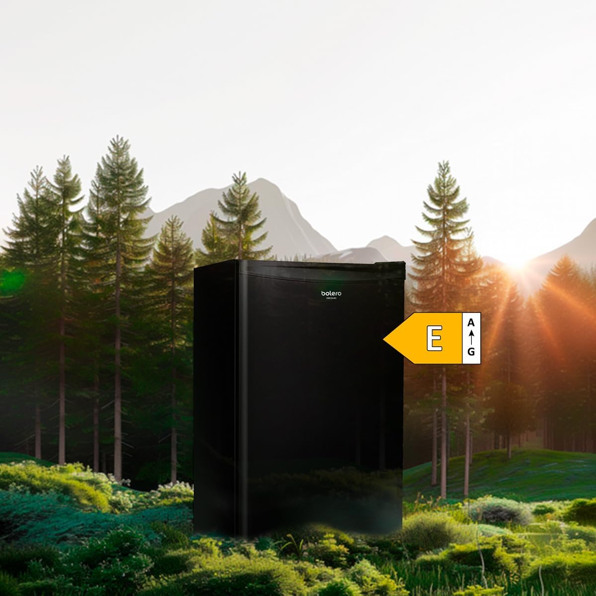 Cecotec - Bolero CoolMarket TT 90 Black - 90L - compact, porte réversible, 5 niveaux température, 5 étagères, Classe E