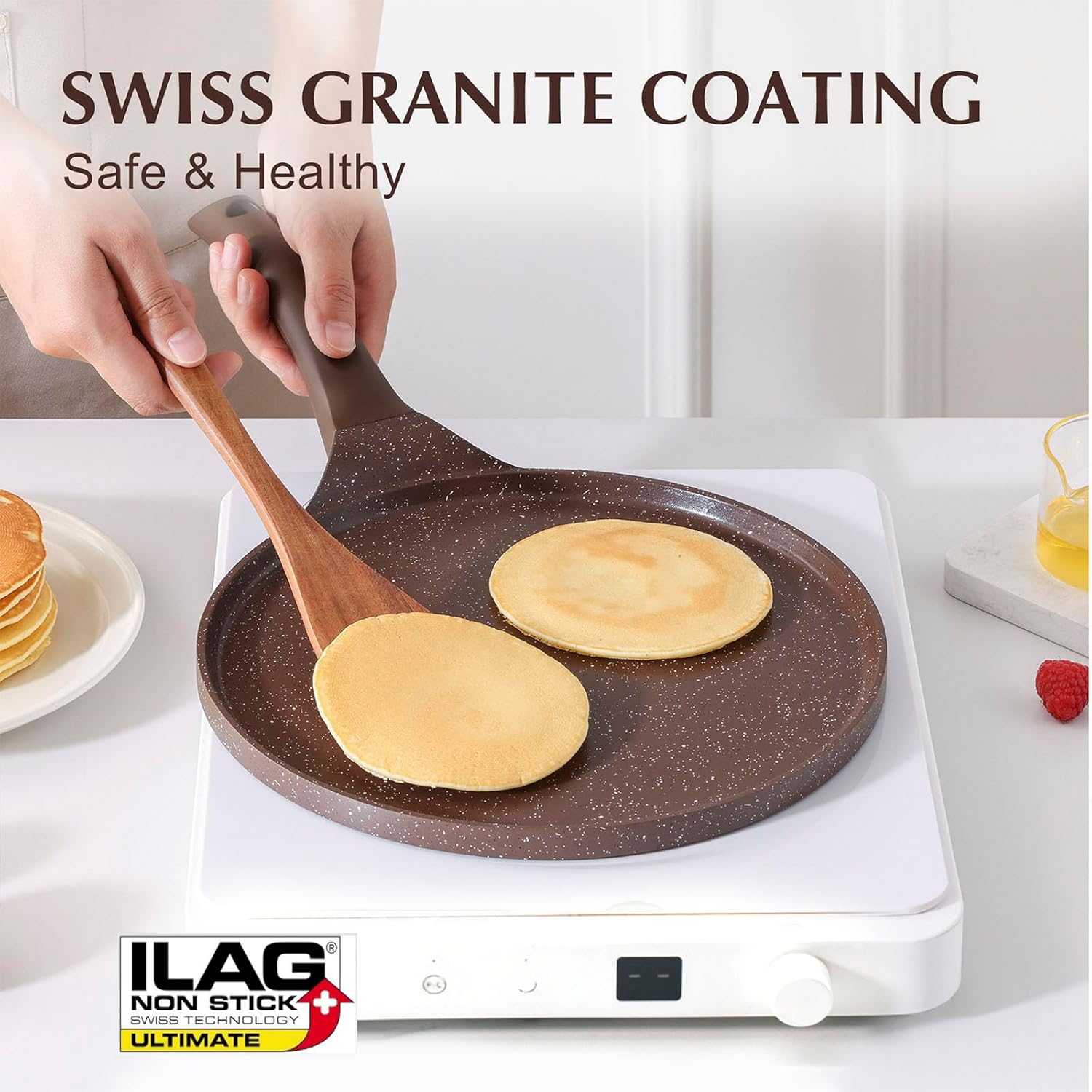 SENSARTE – Poêle à Crêpes 26 cm – Revêtement Granit, induction