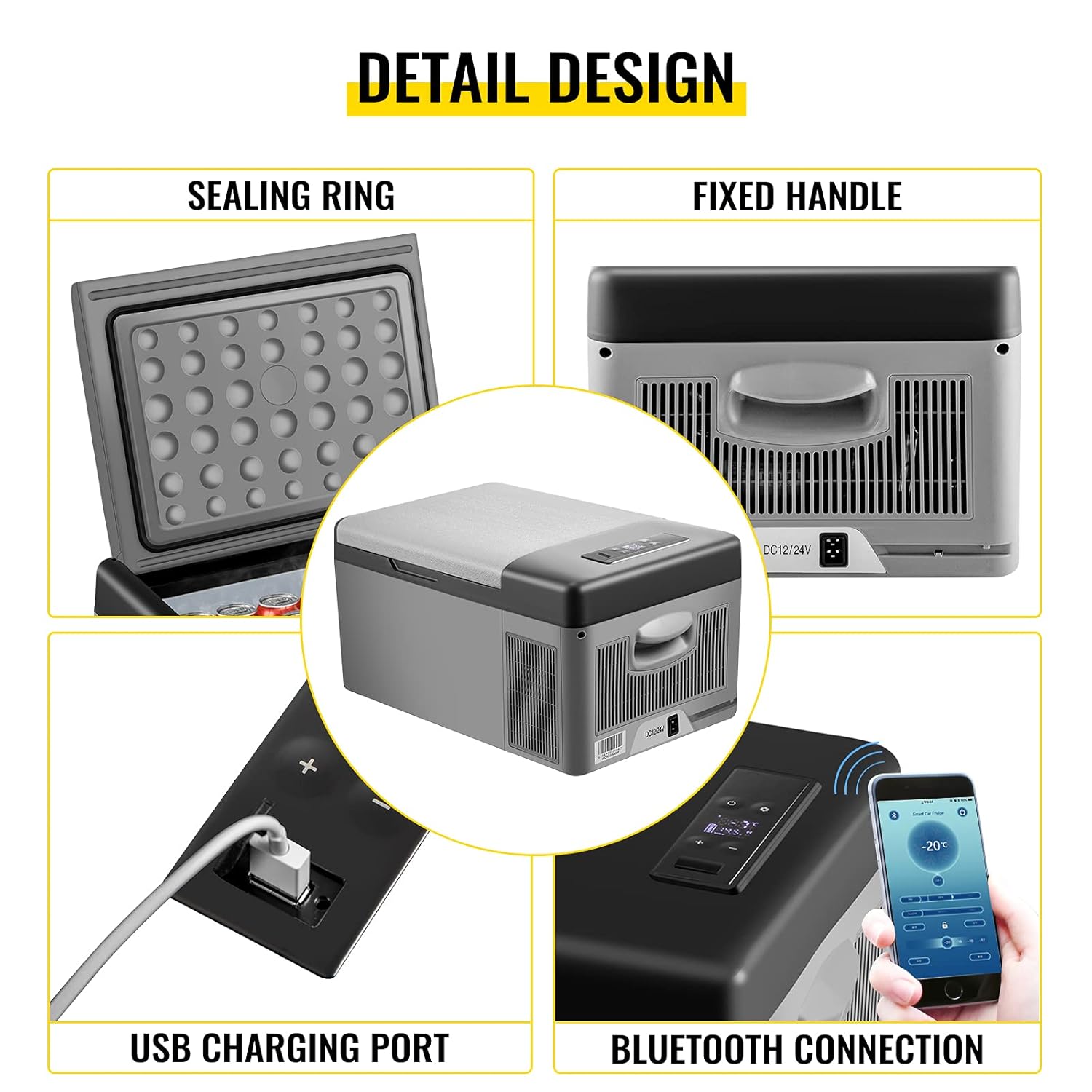 VEVOR - mini réfrigérateur portable 15L, 45W, -20~10°C, 598x320x260mm